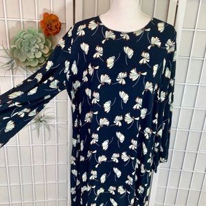 Eloquii Navy Floral Shift Dress